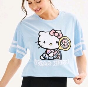 Hello Kitty Tennis Striped Sleeve Tee Shirt XS